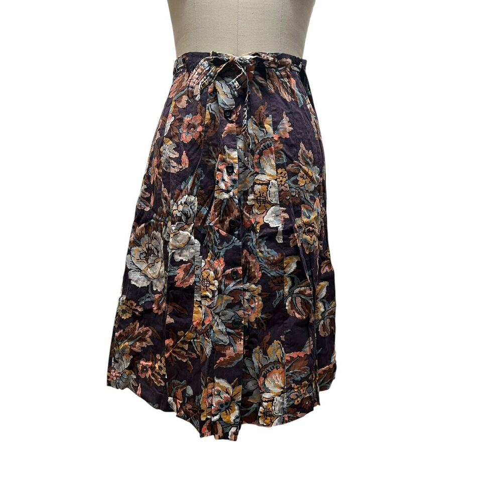 Vtg Robinsons 1970s Romantic Floral Print Skirt A-line Pintucked 27" Waist